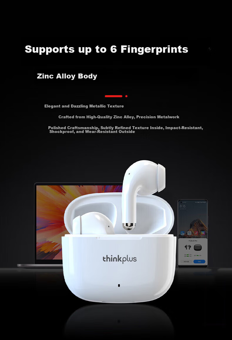 Lenovo LP40pro Bluetooth Wireless Semi-In-Ear Earphones Running Sports Music Call Noise Cancelling Gaming Long Battery Life Compatible with Apple Huawei Xiaomi Black 8