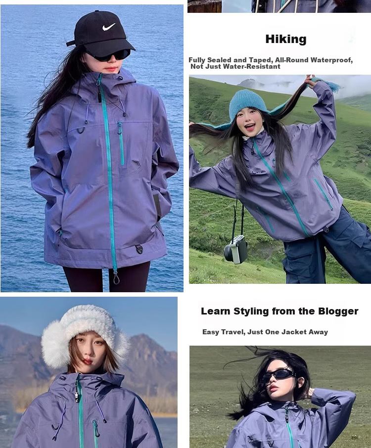 JEEP SPIRIT Outdoor 3-in-1 Waterproof Windproof Hiking Jacket Autumn Winter Couple Mountain Climbing Coat Men Secret Purple M 11