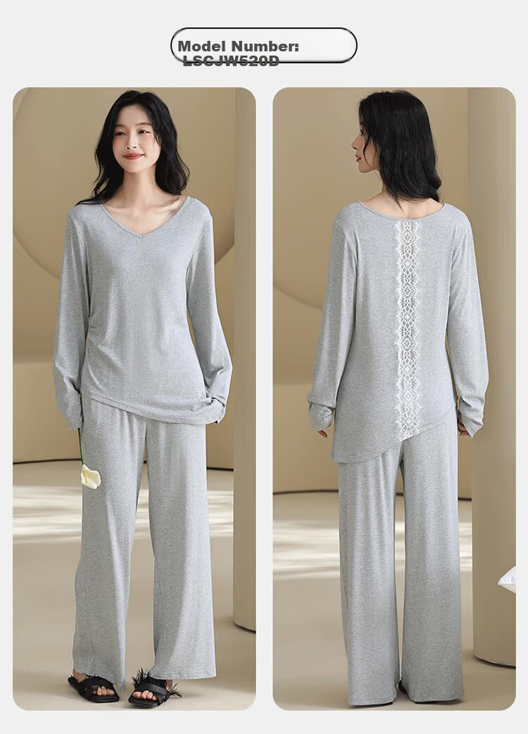 LangSha Women's Pajama Set Spring Summer Smooth Bare Skin Comfortable Homewear 2026 New Pink 14
