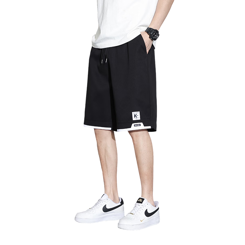 GLM Men's Summer Ice Silk Casual Simple Versatile Breathable Smooth Five-Point Shorts