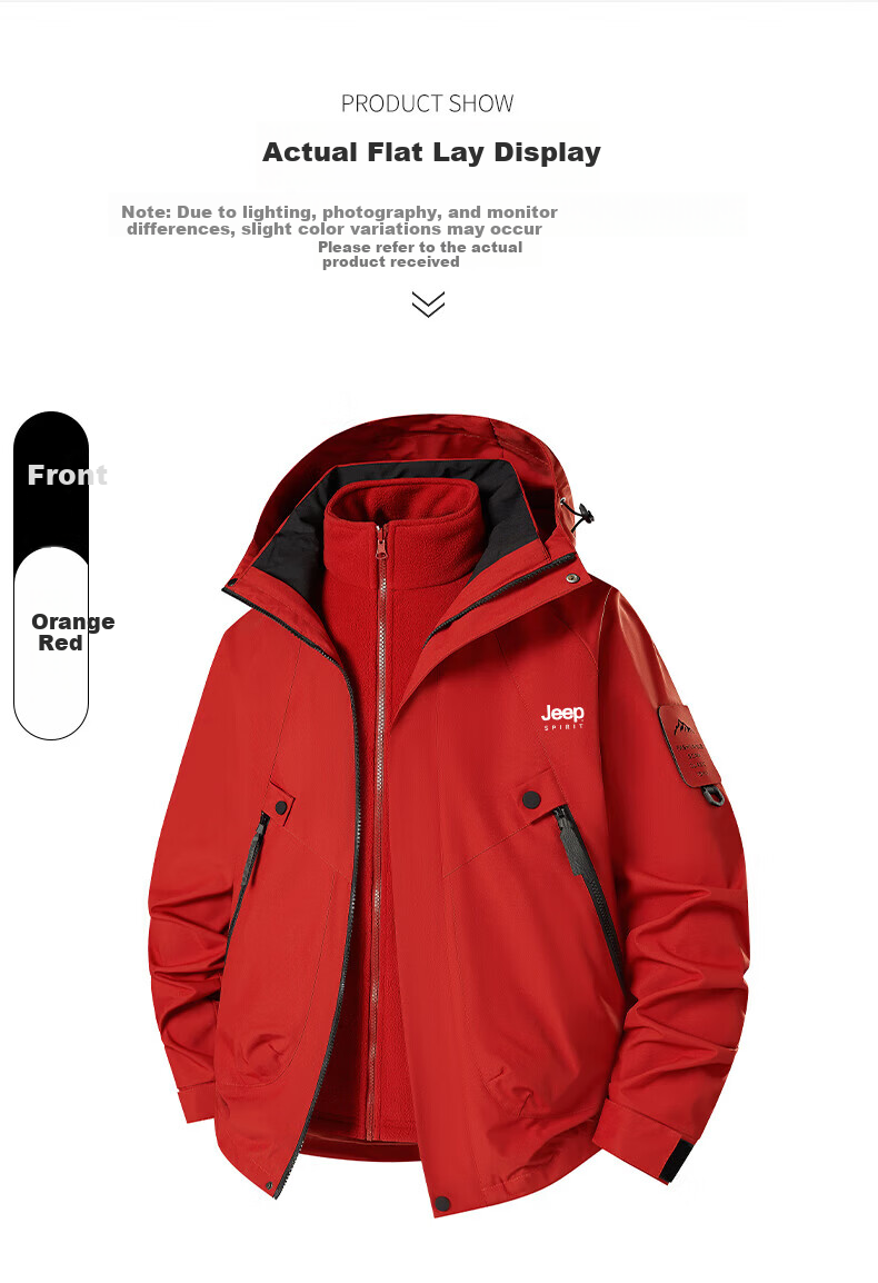 JEEP SPIRIT Men's 3-in-1 Outdoor Windproof Waterproof Mountaineering Jacket Women's Dark Purple XS 14