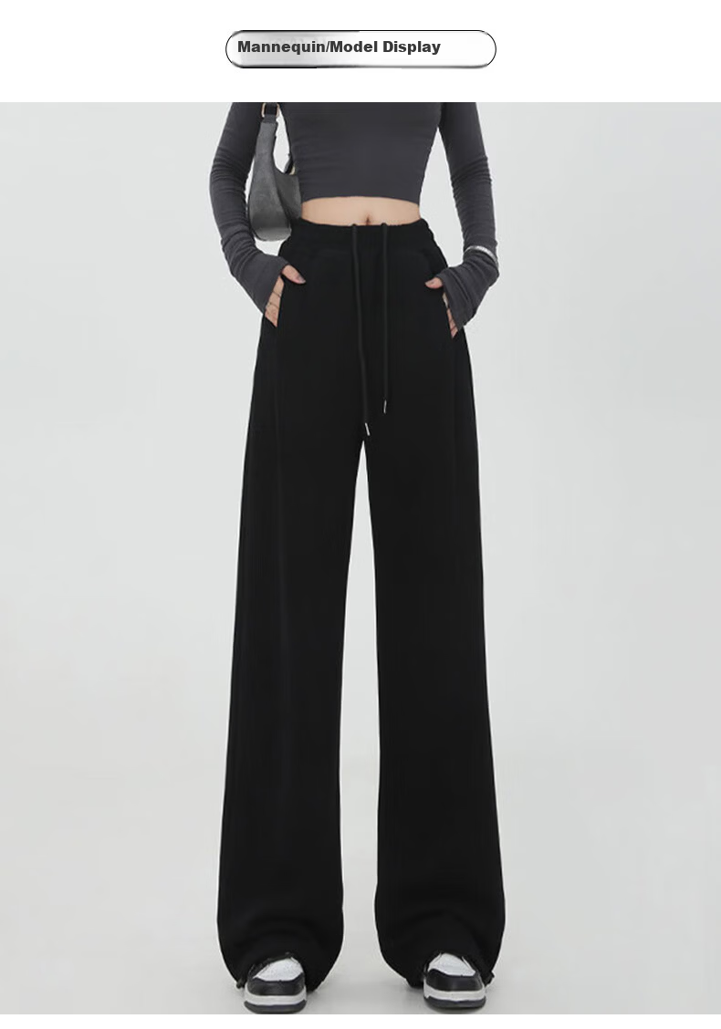 FitonTon Women's American Style Sports Pants 2026 Spring Autumn High Waist Loose Draped Casual Wide Leg Jogger Windproof Sweatpants 12