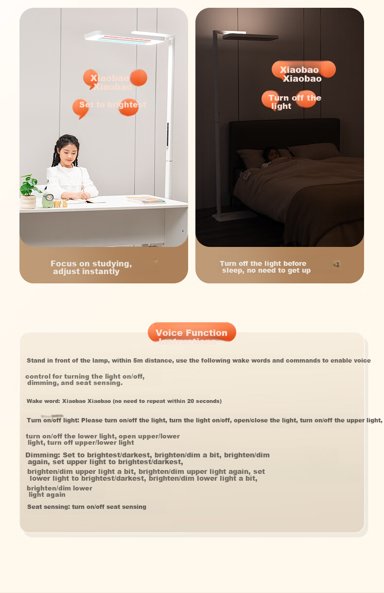 Haishibao Intelligent Full-Spectrum Student Red Light Eye Protection Desk Lamp Floor Lamp E5B-160W Installation Included 29
