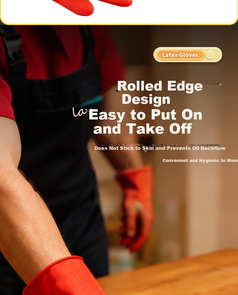 Ansairui Latex Cleaning Gloves, Cleaning Protective Rubber Gloves, Length 30cm, 1 Pair, 28702 8