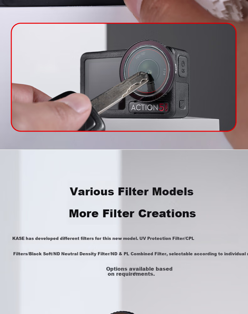 Kase ND64 & PL Combined ND and Polarizing Filter for DJI Action 5 Pro 4 3 Sports Camera 7