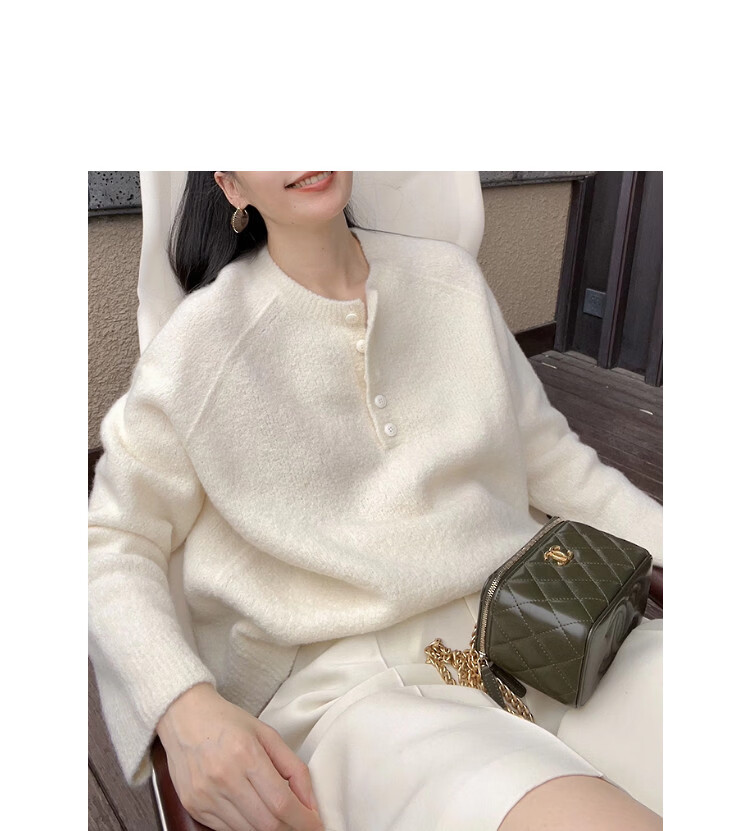 Demana [British Writer] Winter Lazy Style Textured Knit Crew Neck Loose Slim Fit Sweater for Women High-End Feel 10