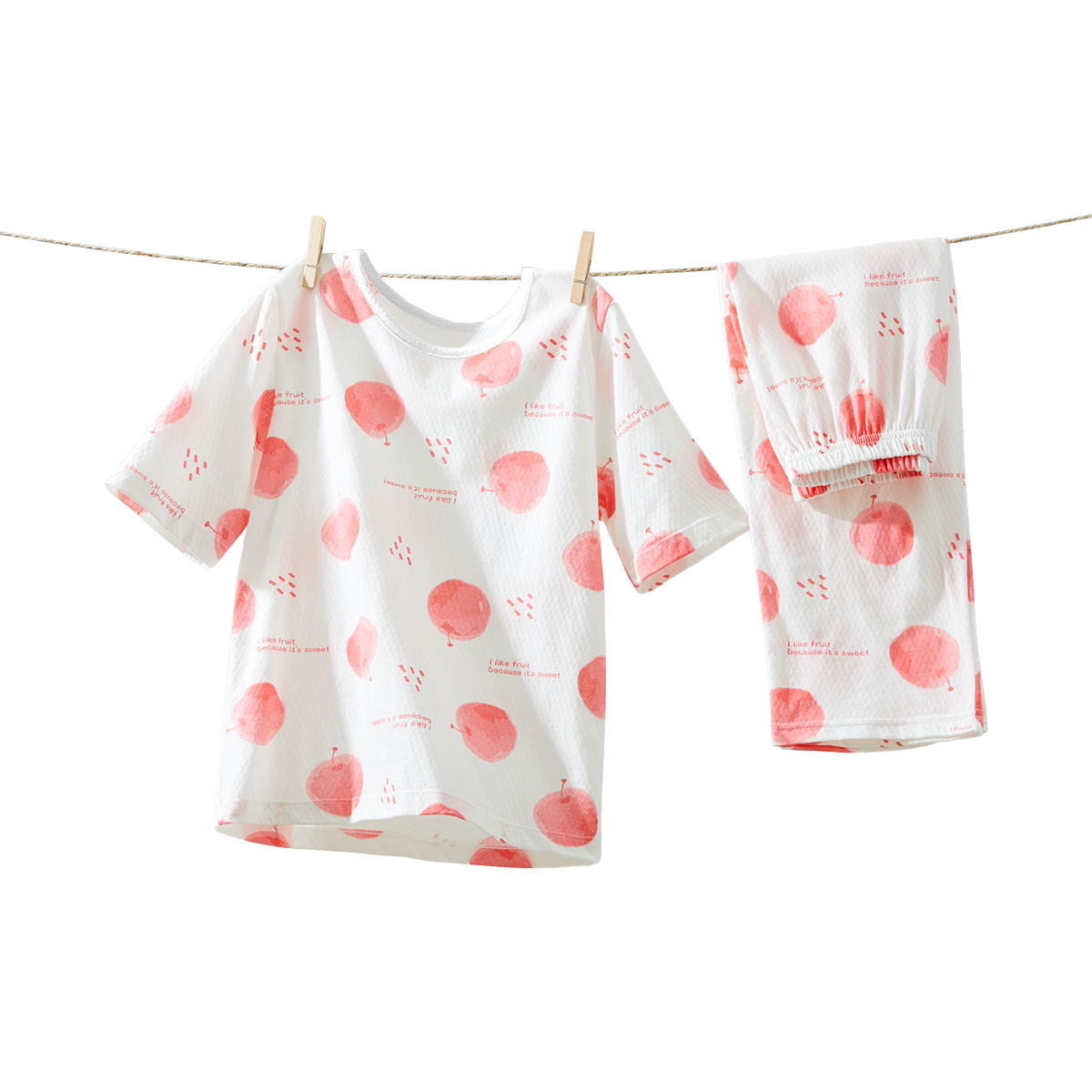 DEESHA [7A Antibacterial Cotton Mesh Jacquard] Girls' Lightweight Breathable Five-Quarter Sleeve Eight-Eight Shorts Pajama Set Air Conditioning Wear