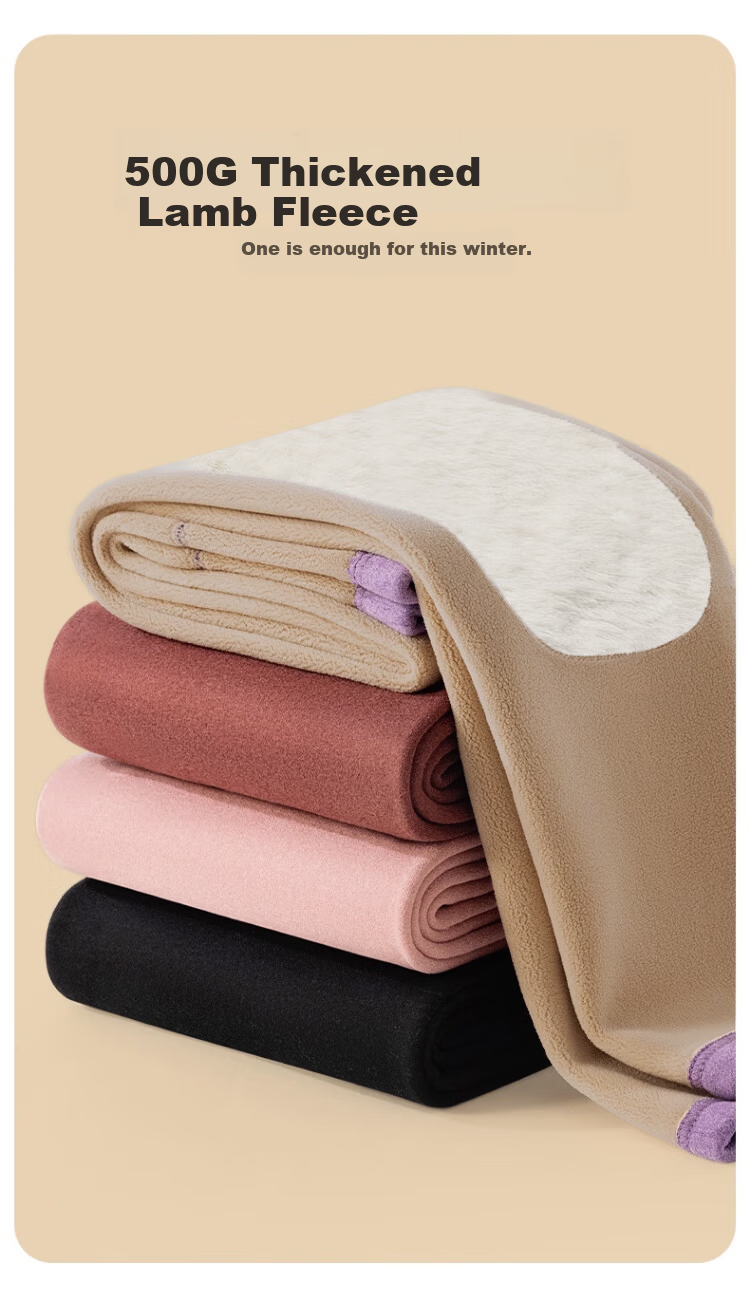 Langsha Women's Thermal Fleece-Lined Thickened Winter Leggings Plus Size Middle-Aged and Elderly Cotton Pants Lamb Wool Autumn Trousers 7