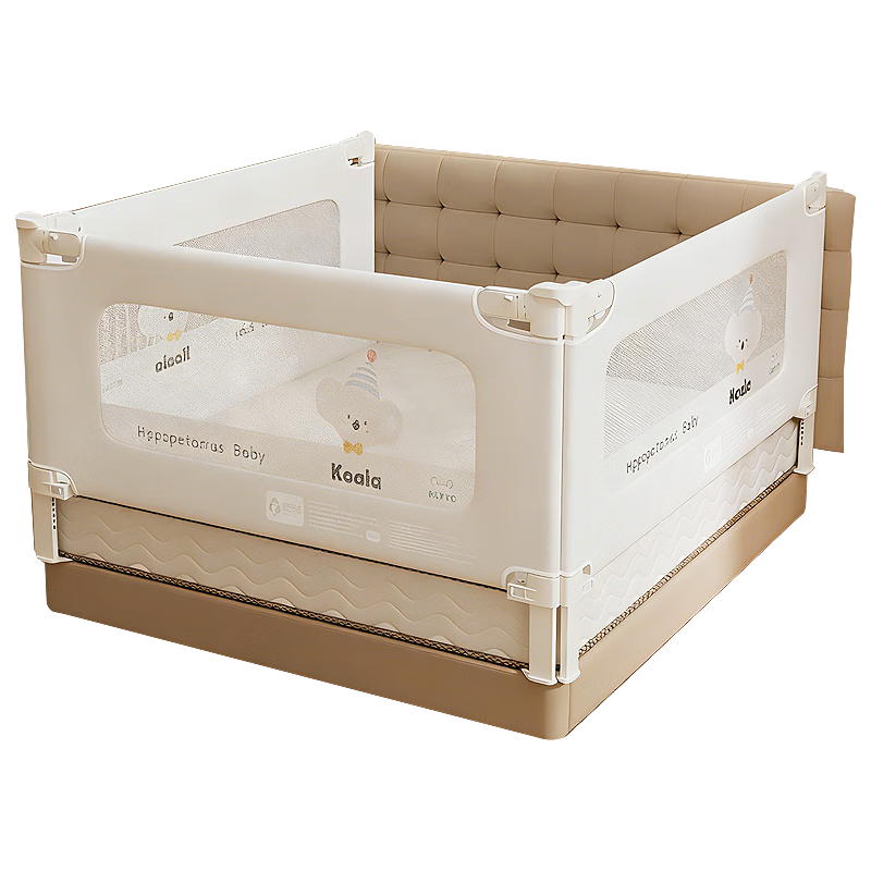 Tommy&Kids A2 Baby Crib Bumper Anti-Fall Guardrail No-Installation Cream White Three-Sided 1.8*2*2