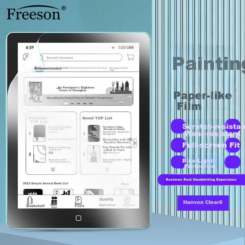 Freeson Anti-Blue Light Screen Protector Film for Hanvon Clear6 6-inch E-Reader E-Ink Tablet Scratch-Resistant Drawing Writing Paper-Like Film