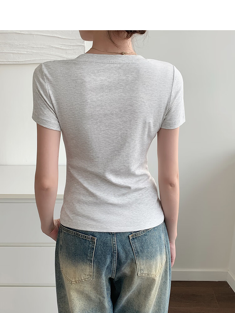 Herbal Original Color Women's T-Shirt Short Sleeve Pure Cotton White Loose Fit Basic Black Breathable Top 2026 New Summer Round Neck Korean Style 13