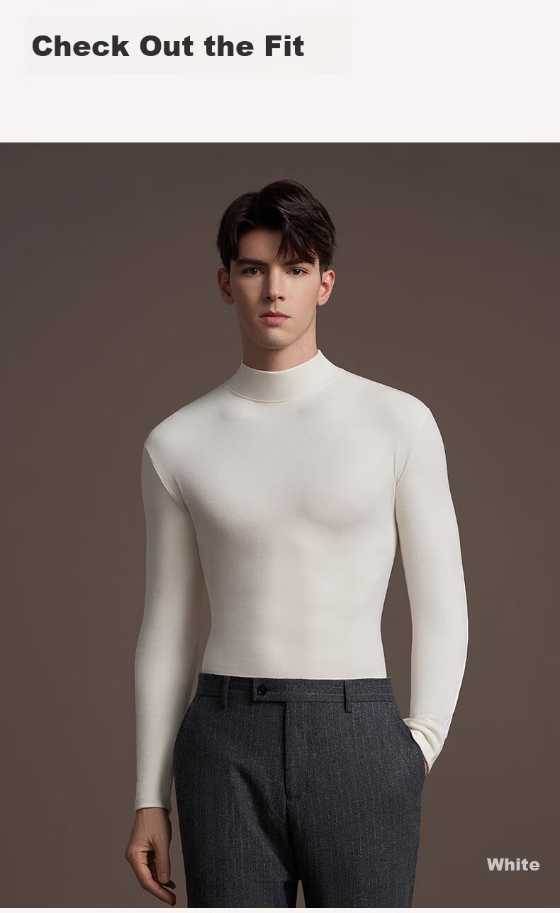 Borui Men's Autumn Thermal Shirt Single Piece Antibacterial Warm Innerwear Mid-Neck Base Layer Camellia Oil Moisturizing Half Turtleneck 21