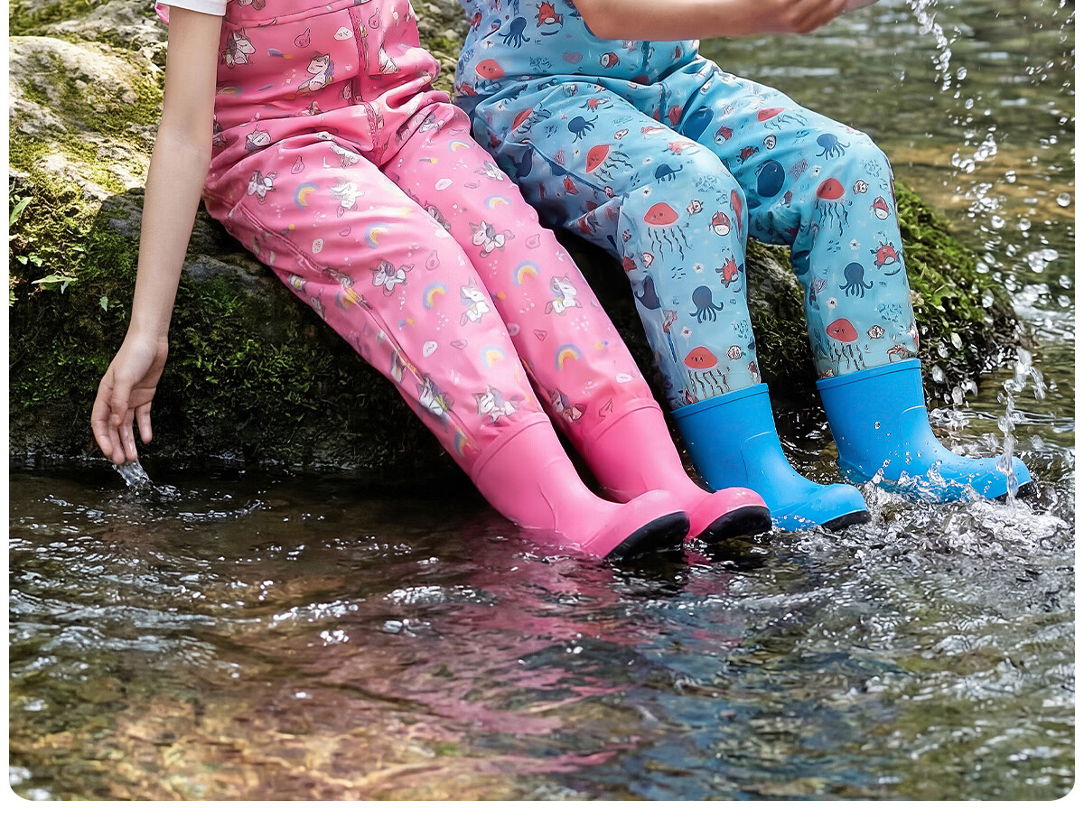 361° Kids Waterproof Wading Pants One-Piece Water Shoes New Stream Trekking Outdoor Fishing Water Play Pants 6