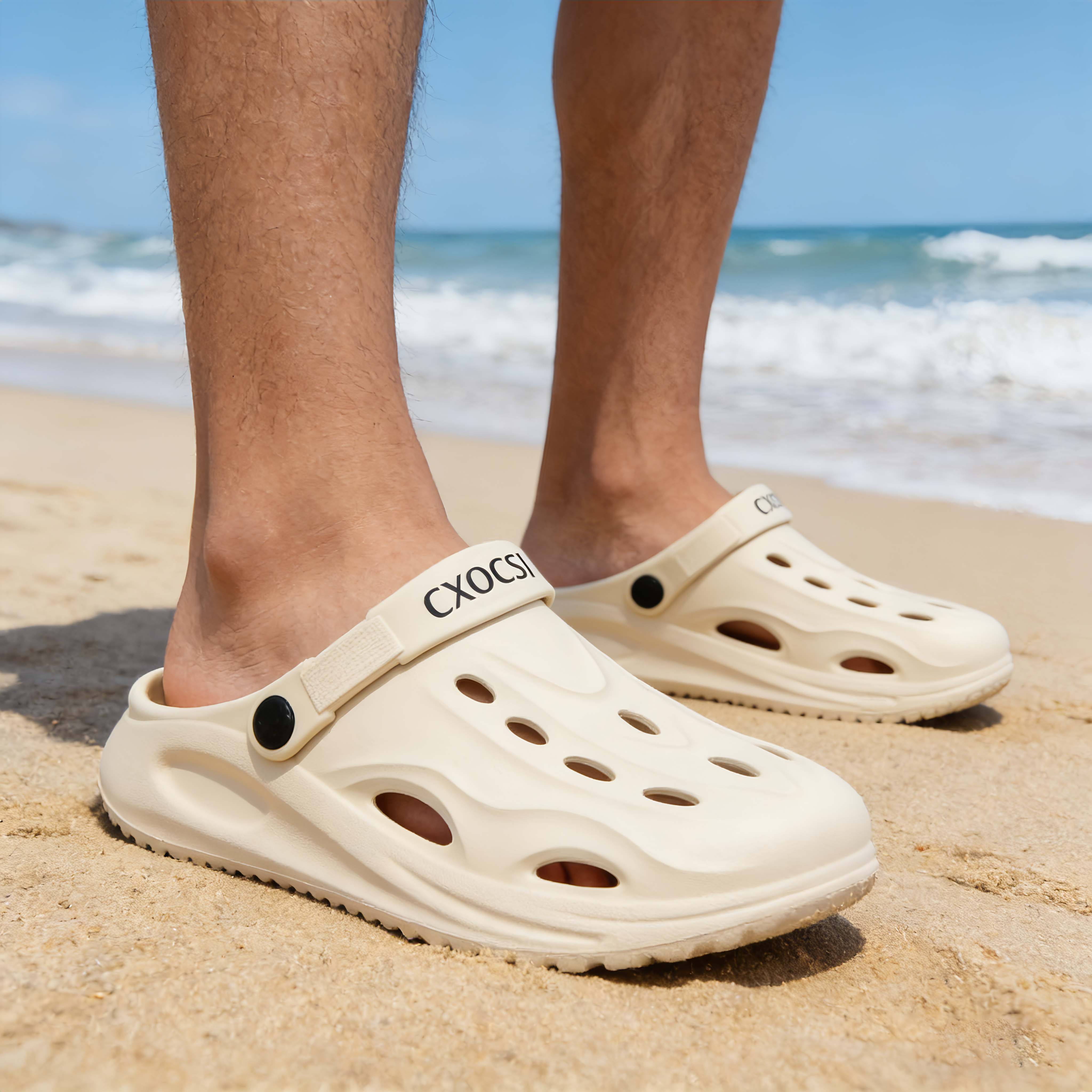 CXOCSI Men's Summer EVA Thick-Soled Breathable Non-Slip Beach Clogs Sandals Card Size 40-41