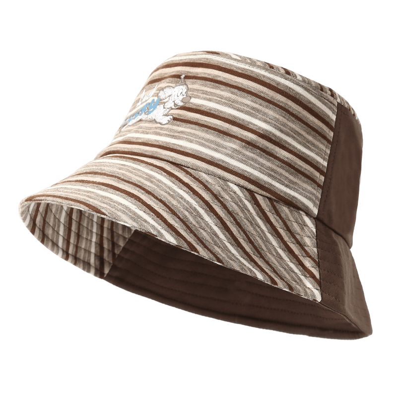 CACUSS Women's Fisherman Hat Spring Summer Colorblock Age-Reducing Face-Slimming Sun Hat Fashion Casual Bucket Hat Patchwork Design Floral Brown Coffee