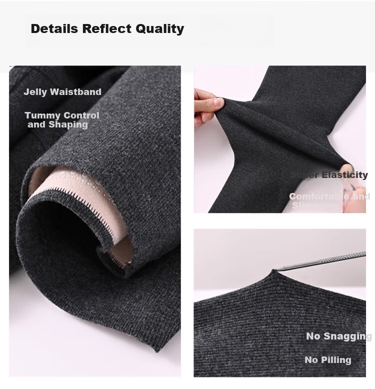 Langsha Women's Ribbed Sharkskin Leggings Thickened Fleece Silk Cashmere Koala Velvet Thermal Cotton Pants for Autumn and Winter 13