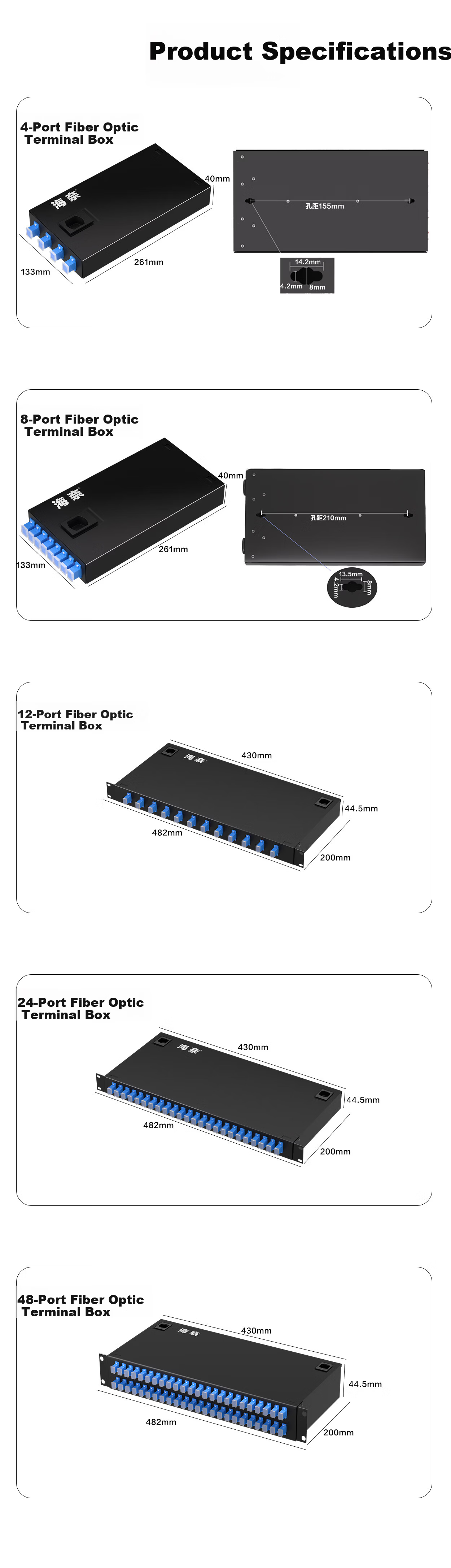 Hainai Fiber Optic Distribution Frame Cable Splice Terminal Box Simple Pull-out 12 Ports/LC 24-Core Single-Mode Full Loaded Pigtail Flange 19-Inch Rack Mount HN-CTGXH-24L 10