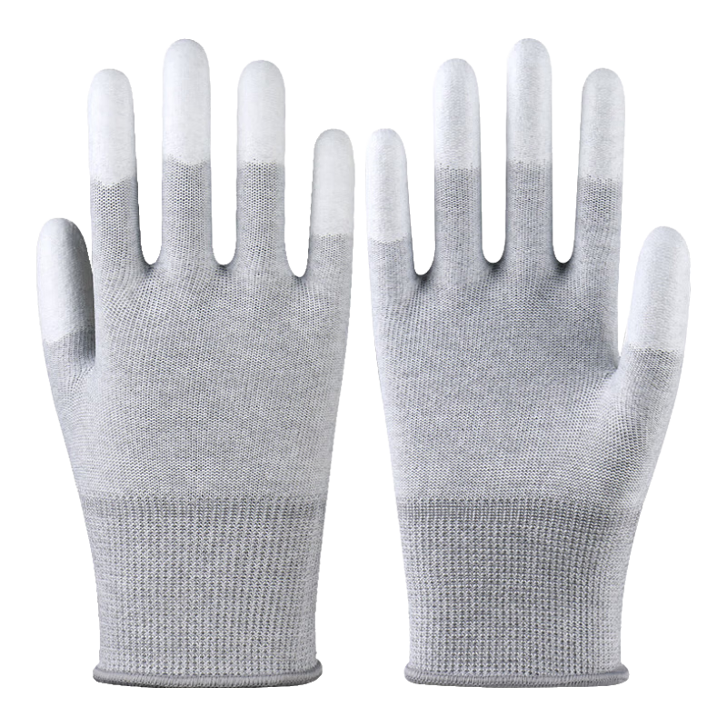 Maozheng Dipped Work Gloves, 10 Pairs, Carbon Fiber Coated Finger Anti-Static Non-Slip Lightweight Breathable for Work, Thin Style 9#