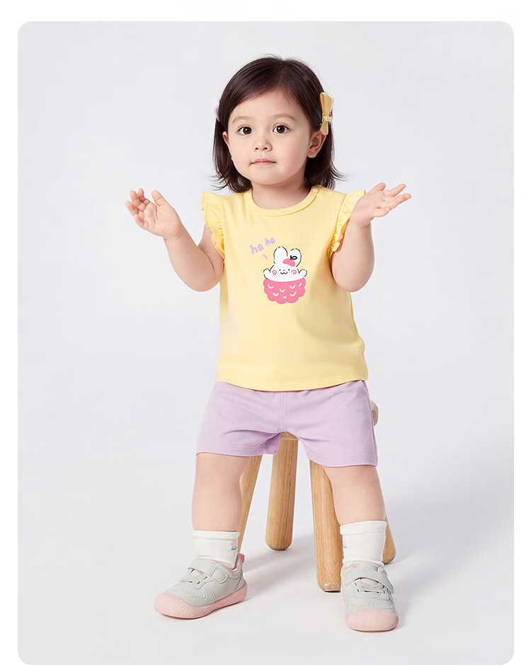 Balabala Baby Toddler Short Sleeve Set 2026 Summer Girls T-Shirt and Pants Two-Piece Children's Day Gift Sweet Girl 19