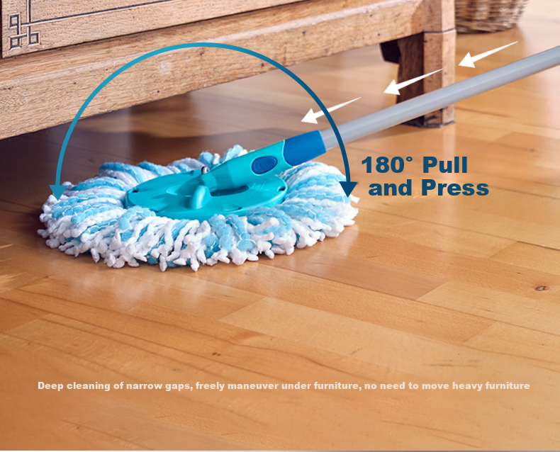 Likui German Imported 32cm Rotating Mop with 1 Cloth and Bucket Set, Telescopic Handle, Hands-Free Washing, Household Floor Cleaning Tool 10