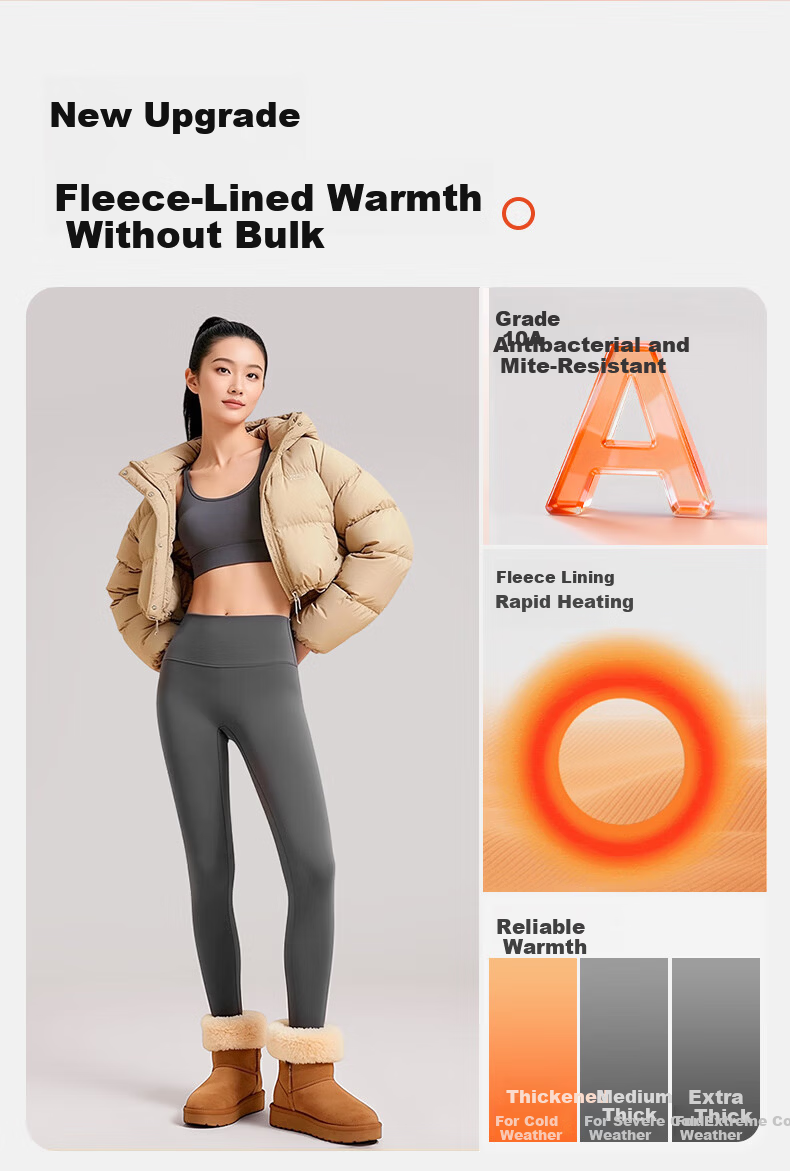Avandi Women's Shark Print Leggings Thickened Fleece Lined High Waist Tummy Control Slim Fit Butt Lift Yoga Warm Pants 3