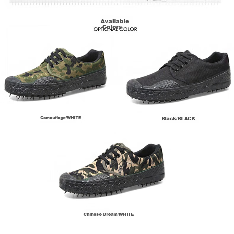 Anxianda Safety Work Shoes Liberation Shoes Construction Camouflage Shoes Unisex Military Training Rubber Shoes Wear-Resistant Non-Slip Canvas Outdoor Hiking Farming Low-Top Sneakers Camouflage Color  6