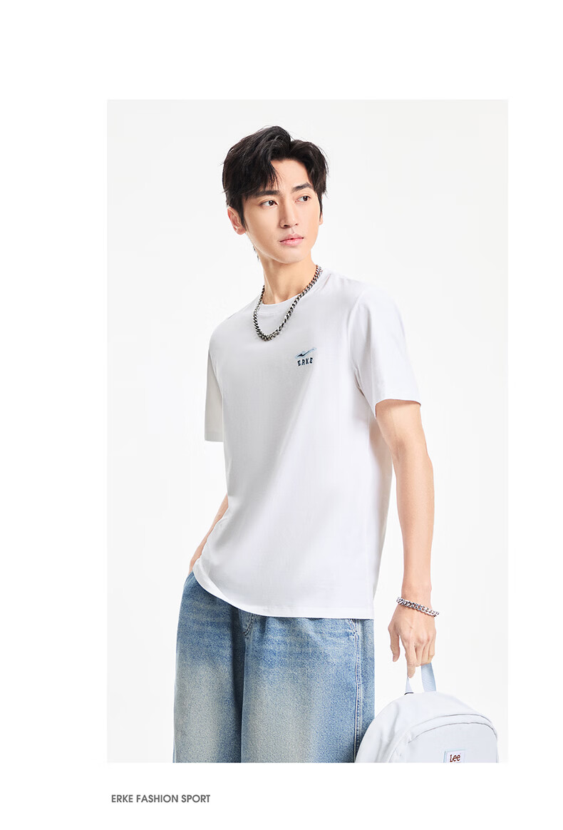 Erke Men's Short Sleeve T-Shirt Summer Casual Outdoor Sports Crew Neck Knit Tee Loose Fit Trendy Top 10