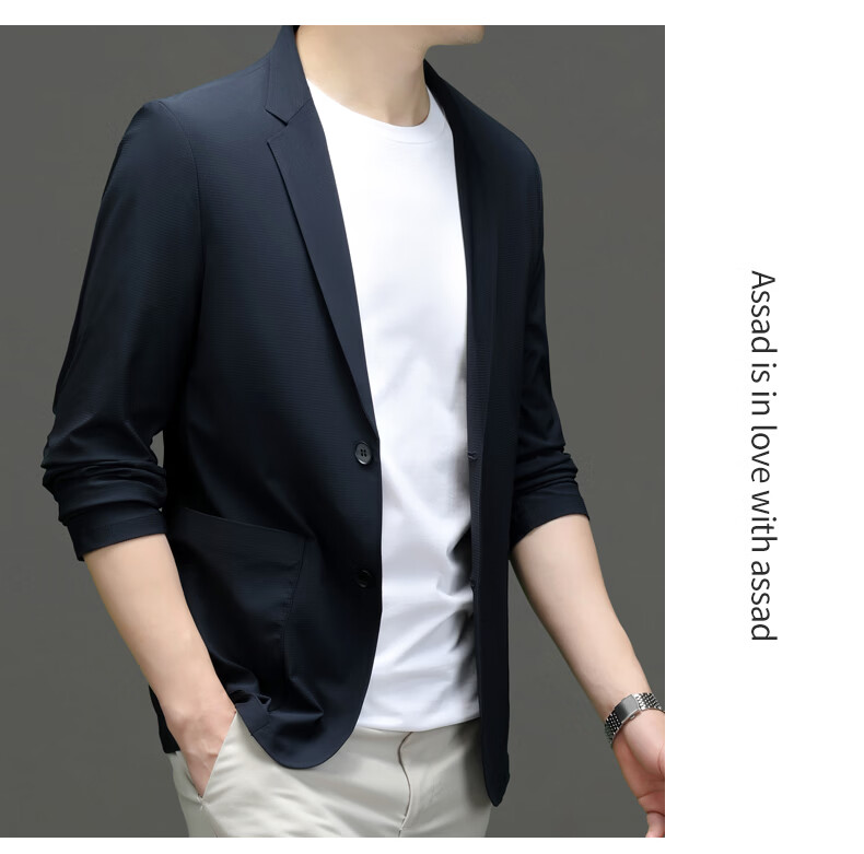 Pierre Cardin Father's Day Gift Sun Protection Suit Men's Ice Silk Seamless UV-Resistant High-End Business Blazer Gray-Green M 20
