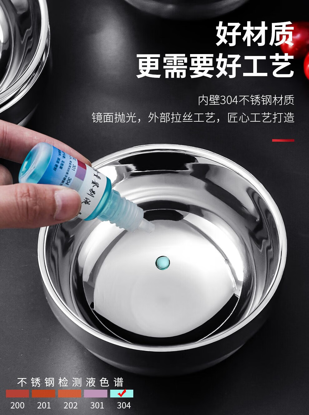 Congge 304 Stainless Steel Double-Layer Insulated Anti-Scald Bowl School Canteen Platinum Bowl 11.5cm Jingcang 1