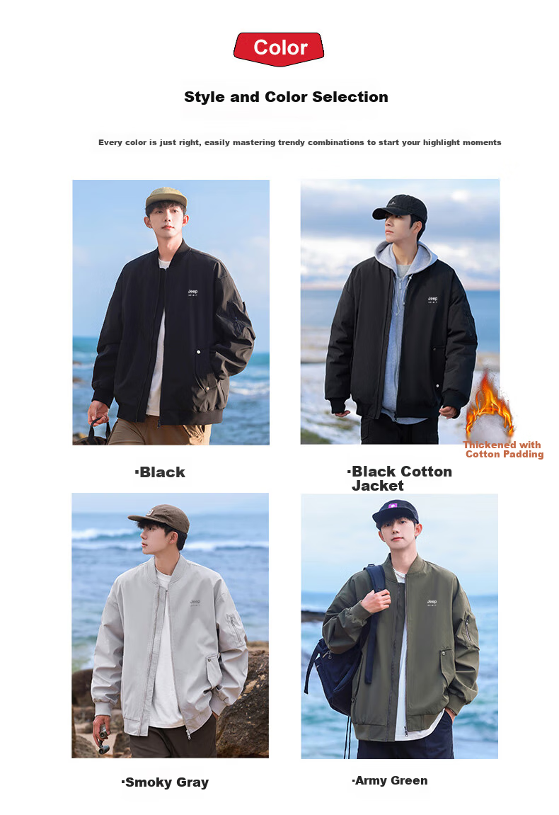 JEEP SPIRIT Men's Spring Autumn Jacket Outdoor Workwear Windproof Biker Coat M 5