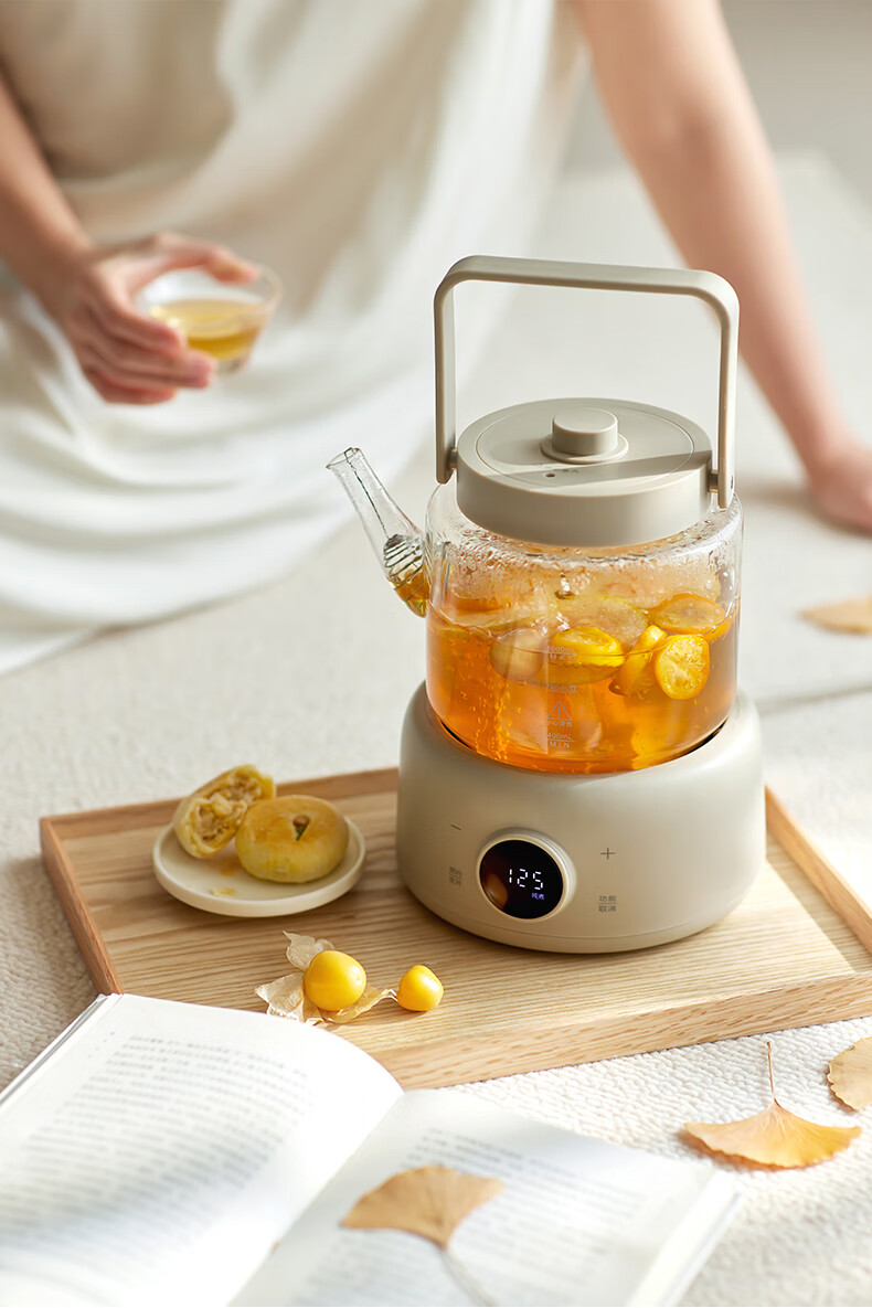 Olayks Instant Full Glass Health Kettle Pure Glass Glue-Free Multifunctional Electric Kettle Office Silent Flower Tea Kettle Automatic Constant Temperature 23