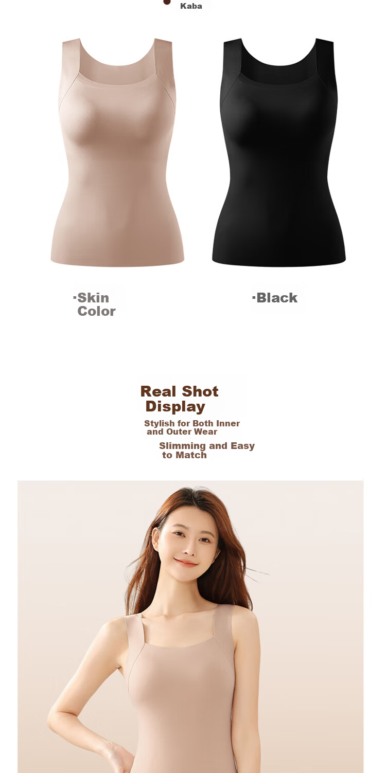 GUJIN Lightweight Warm Vest Women's Thermal Autumn Winter Bra-Free Innerwear Base Layer Camisole Skin-Friendly M 12