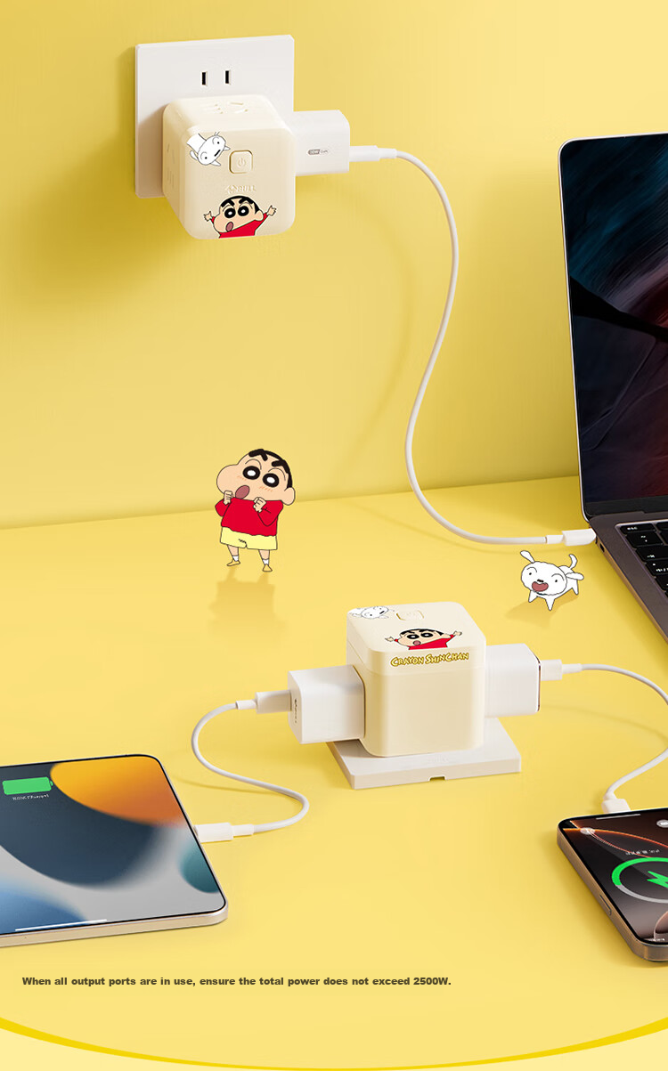 BULL x Crayon Shin-chan IP Co-branded Mini Cube Socket / 3-in-1 Converter / Power Strip / Extension Board / 3-Outlet Wireless Master Switch GNV-M103W 8