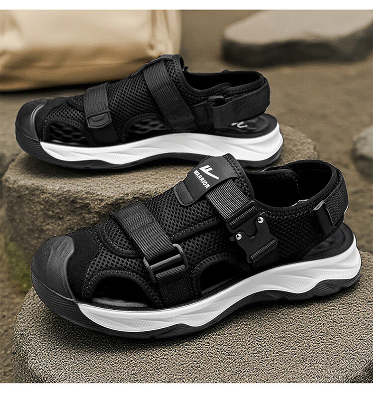 Warrior Men's Summer 2026 New Breathable Mesh Sandals Versatile Outdoor Closed-Toe Slippers Khaki Size 40 16