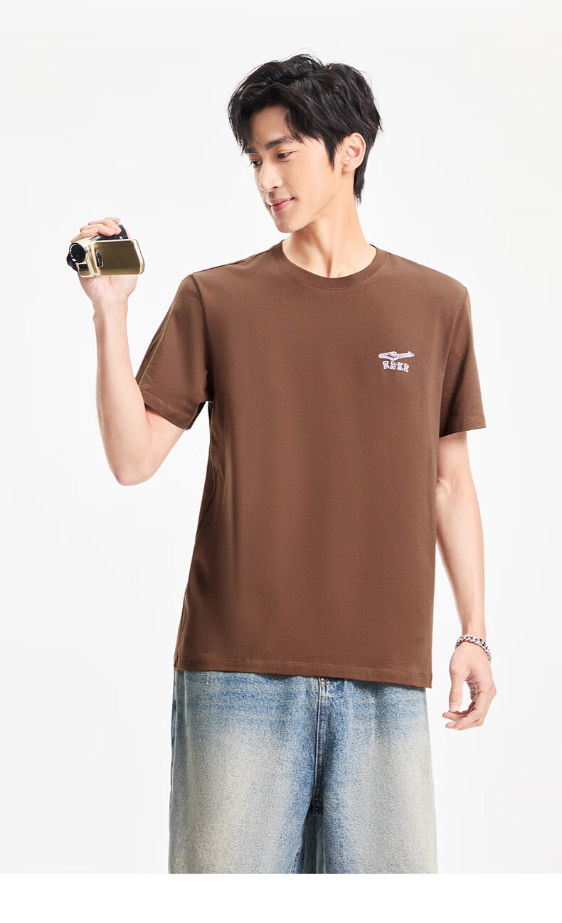 Erke Men's Short Sleeve T-Shirt Summer Casual Outdoor Sports Crew Neck Knit Tee Loose Fit Trendy Top 17