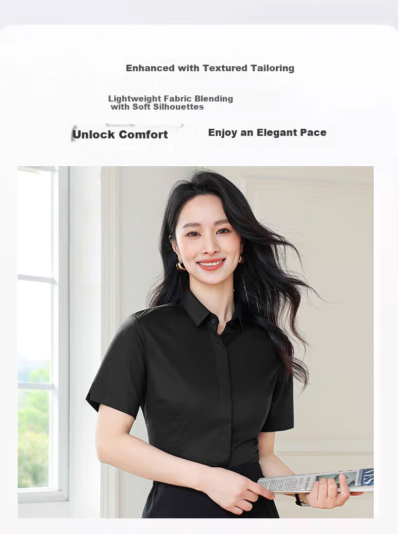 Romon Business Casual Women's Spring Fashion Professional Style Casual Lapel Long Sleeve Shirt Gray S 3