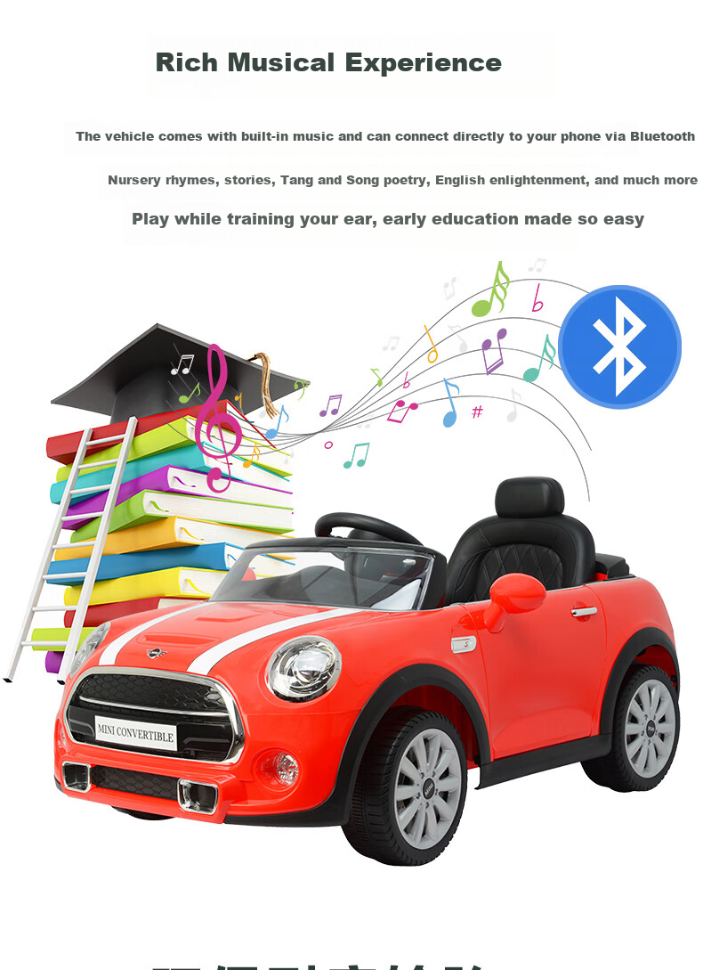 CHILOKBO MINI Kids Electric Ride-On Car Four-Wheel Remote Control Toy Car for Children Baby Push Ride Red Gift 18