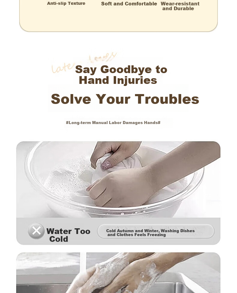 Ansairui Latex Cleaning Gloves, Cleaning Protective Rubber Gloves, Length 30cm, 1 Pair, 28702 3