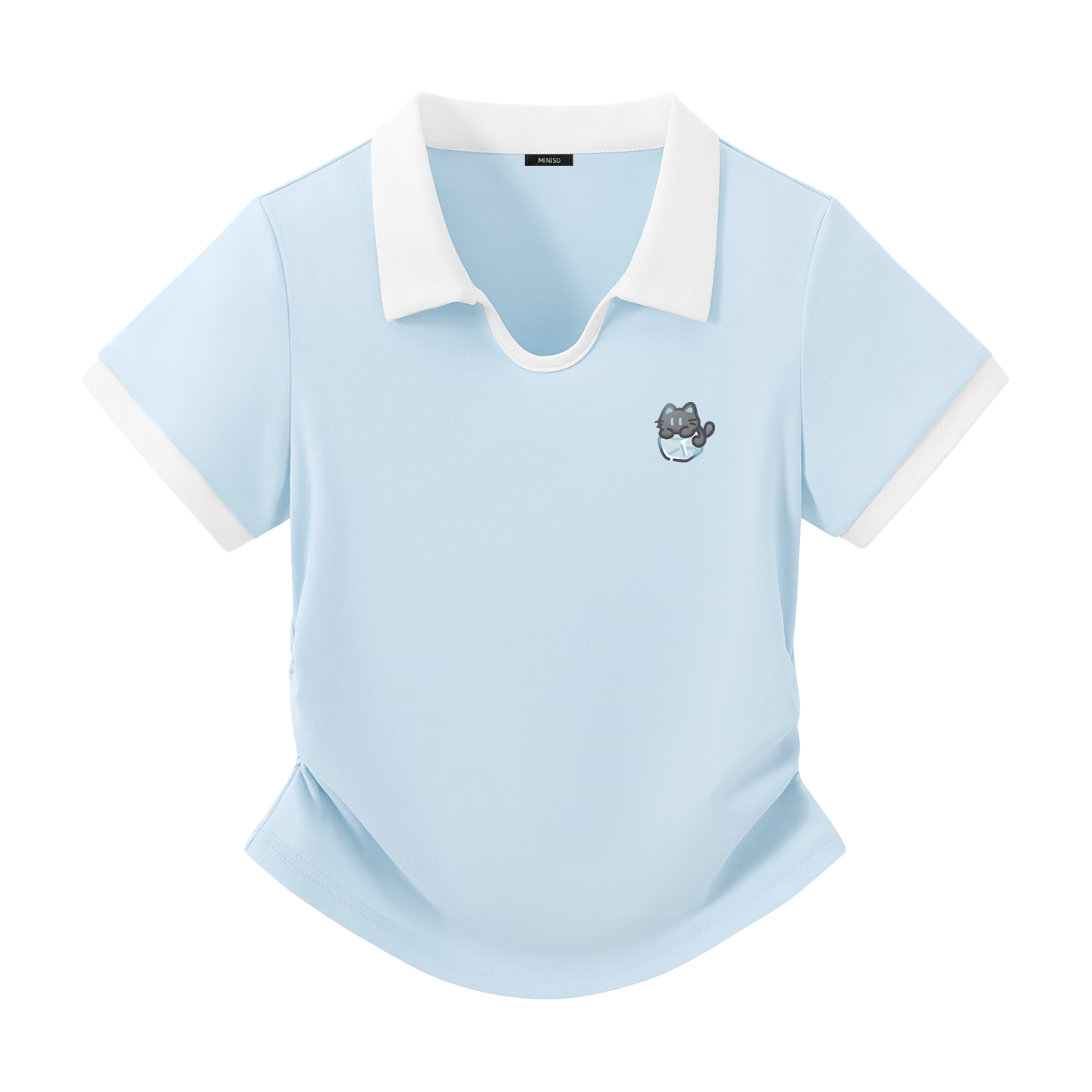 MINISO Women's Polo T-Shirt 2026 New Summer College Style Slim Waist Short Sleeve Top for Petite