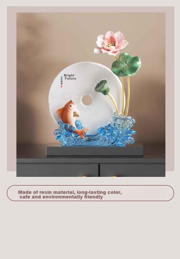 Heshengtang Amber Fish Figurine Luxury High-End Office and Living Room Decoration Opening Gift 7