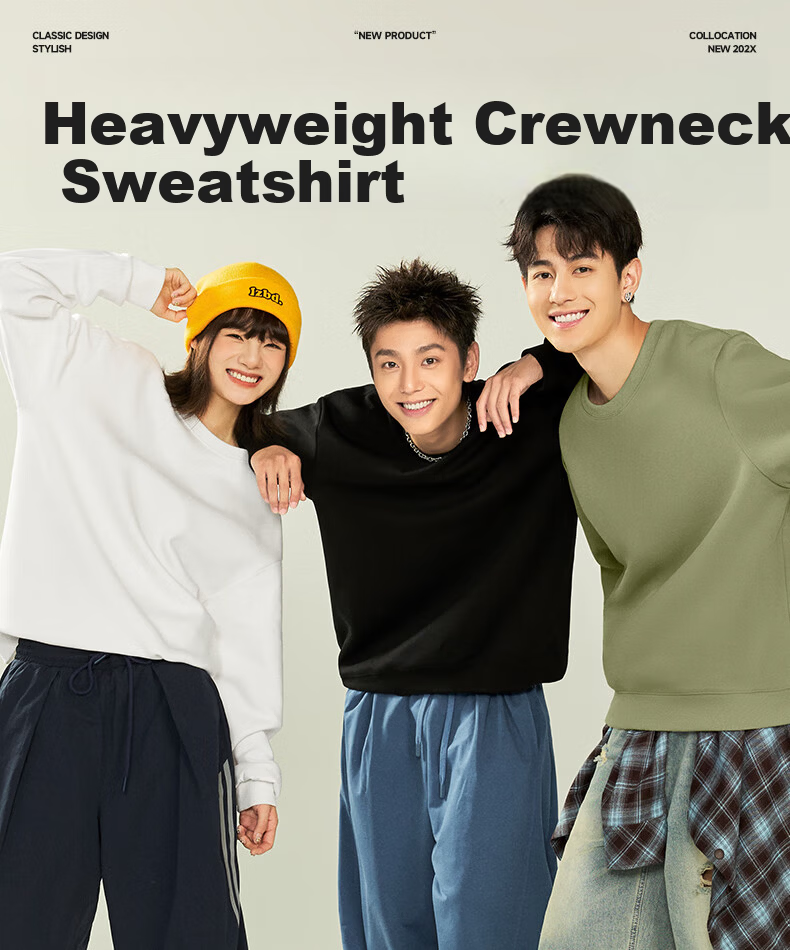 GENIOLAMODE Forest Group Men's Sweatshirt, Autumn 2026 New Style, Round Neck Trendy Casual Youth Pullover Long-Sleeve T-Shirt 1