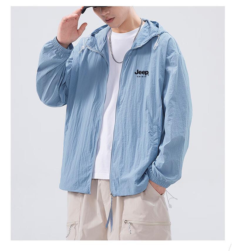 JEEP SPIRIT Men's Summer New Ice Silk Lightweight Sunscreen Jacket Large Size Men's Clothing Coat ZH7777 Cement Gray 4XL 10