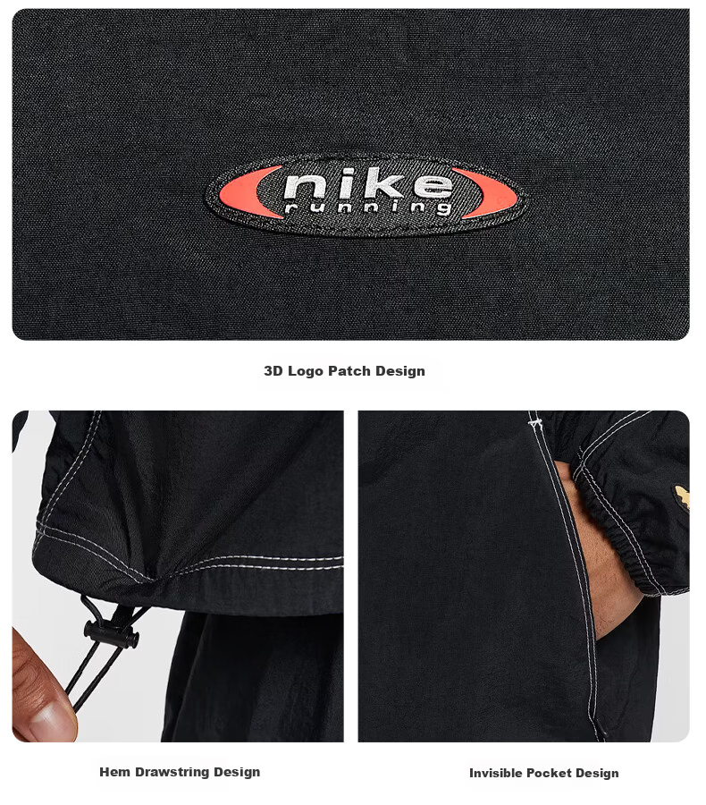 NIKE Men's Spring Autumn Jacket Retro Sports Casual Commuter Jacket IF2029-010 Black Gray XL 5