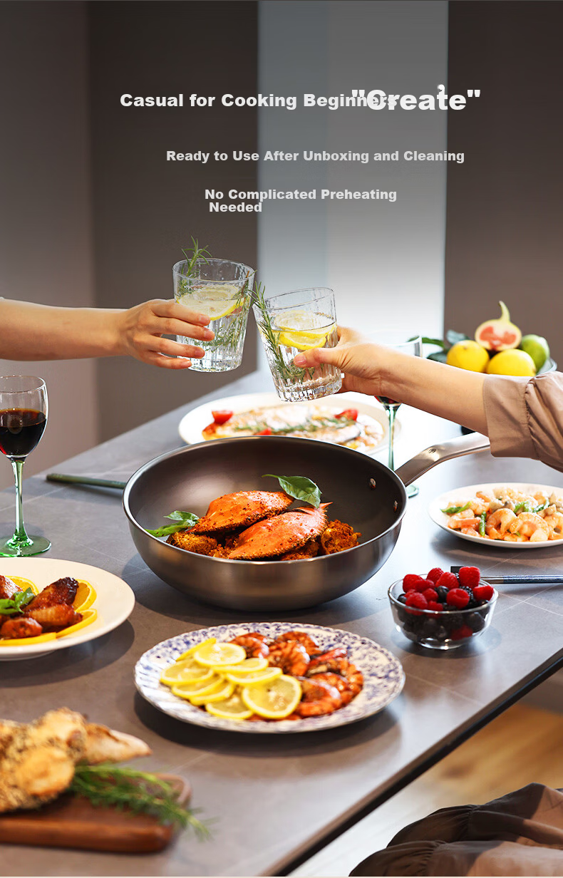 CARL MERTENS Pure Titanium 28cm Frying Pan Non-Stick Coating Multi-Purpose Gas and Induction Compatible with Lid 4