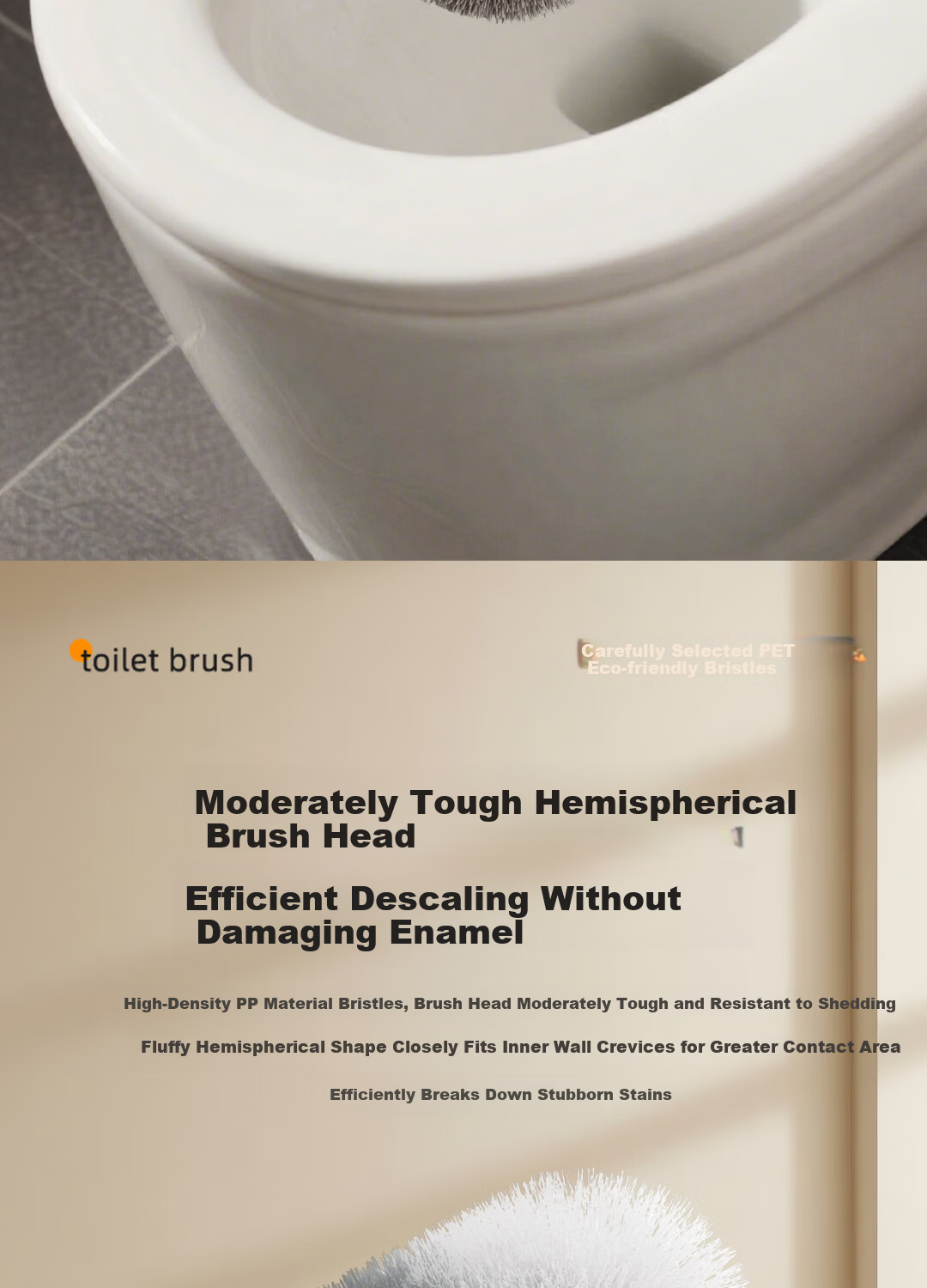 Deli S-Shaped Elbow Toilet Brush Wall-Mounted No-Drill Groove Cleaning Toilet Scrubber 7