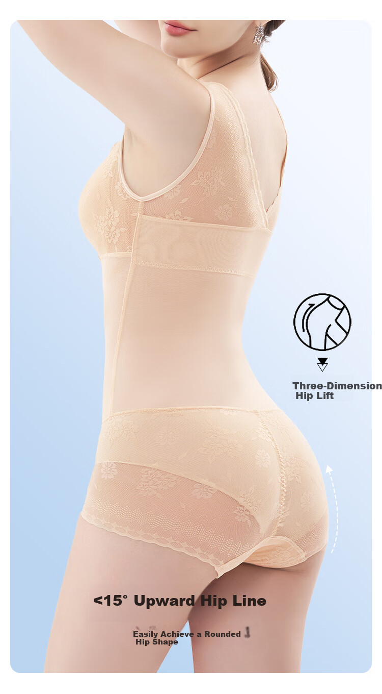 GRACEWELL One-Piece Shapewear Bodysuit Summer Thin Abdomen Control Hip Lift Strong Waist Shaping Slimming Body Shaper Bra-Free 2X 14
