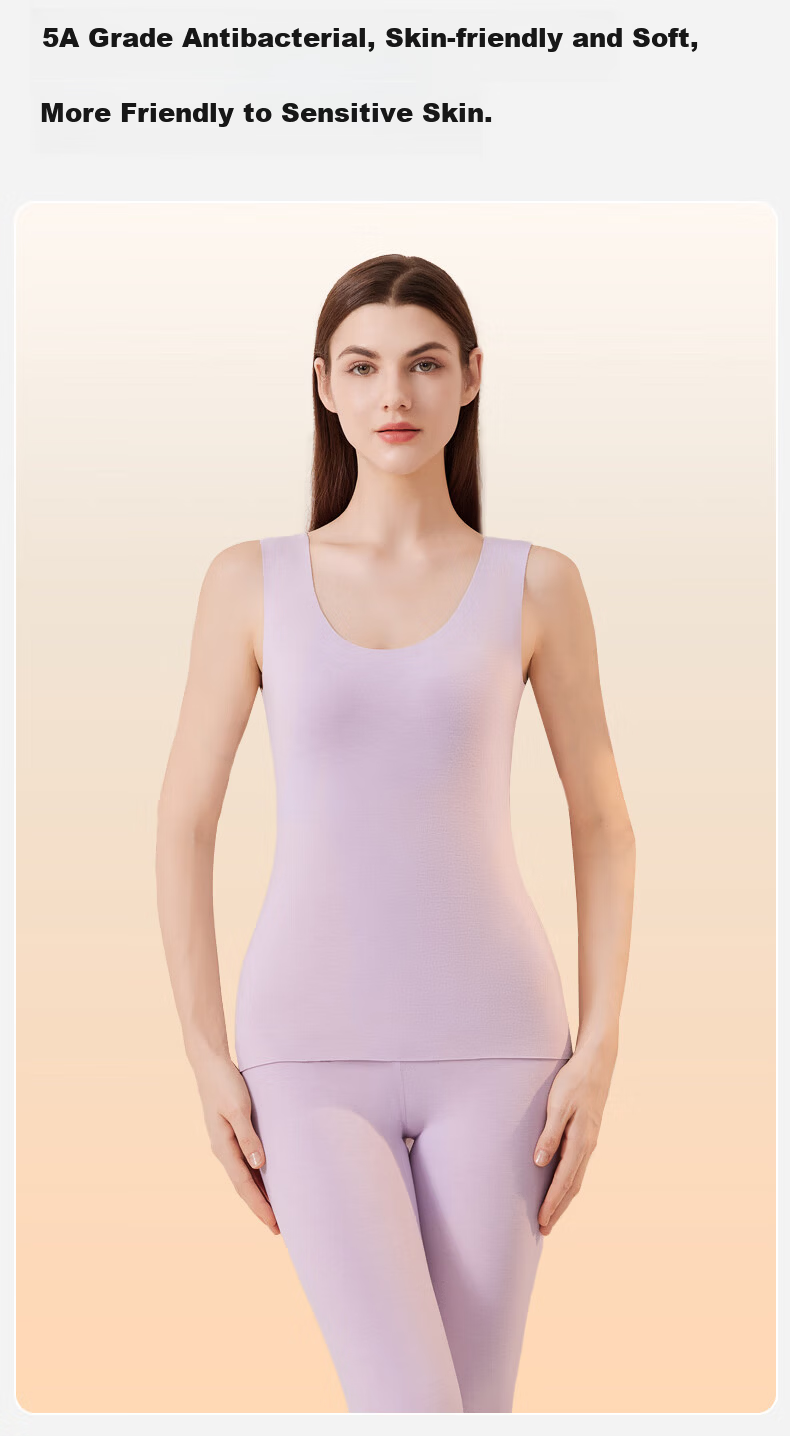 GUJIN Seamless Thermal Vest Women's Base Layer Camisole Polyester-Free Autumn Winter Antibacterial Close-Fitting Warmth 14
