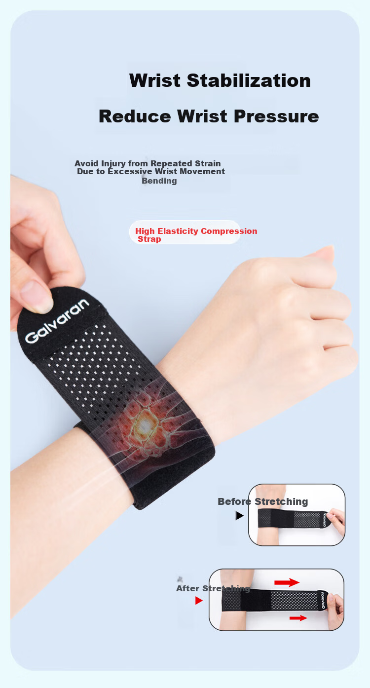 GALVARAN Wrist Support Brace for Tendon Sheath Wrist Sprain Unisex Pain Relief Sports Fitness Joint Stabilizer Lightweight Sleeve [Gray] 6