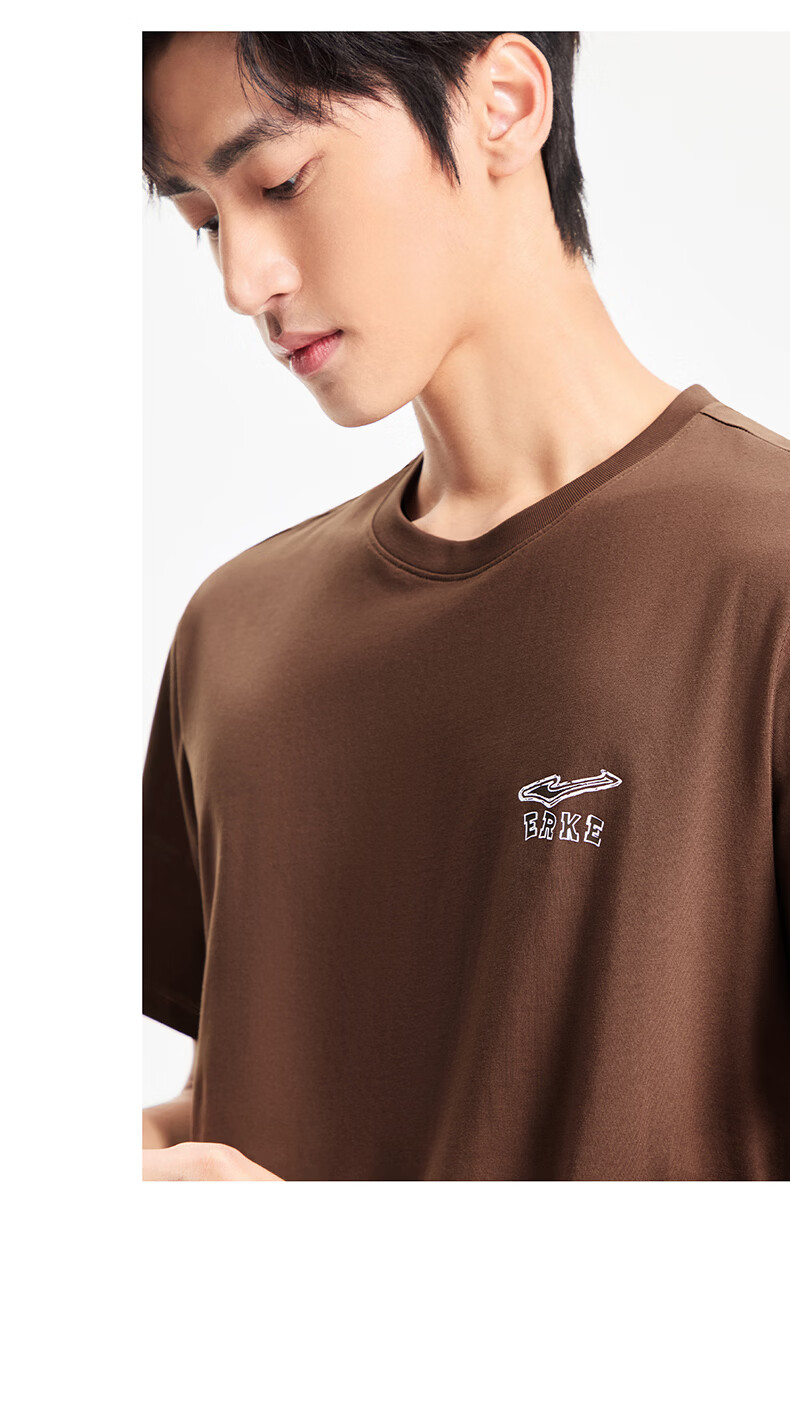 Erke Men's Short Sleeve T-Shirt Summer Casual Outdoor Sports Crew Neck Knit Tee Loose Fit Trendy Top 20