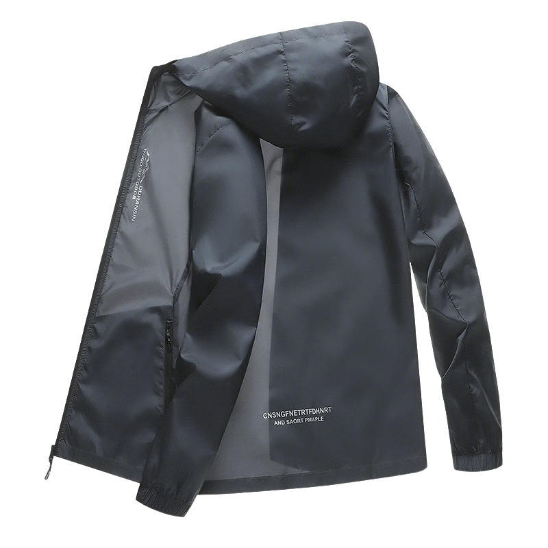 MULINSEN Men's Sunscreen Jacket Spring Summer Lightweight Outdoor Travel Simple Sports Skin Jacket Dark Gray XL